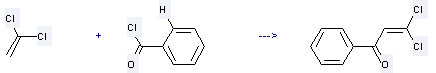 Vinylidene chloride is used to produce 3,3-dichloro-1-phenyl-propenone by reaction with benzoyl chloride.